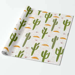 Seamless pattern, cactus, sand texture, Mexican st Wrapping Paper