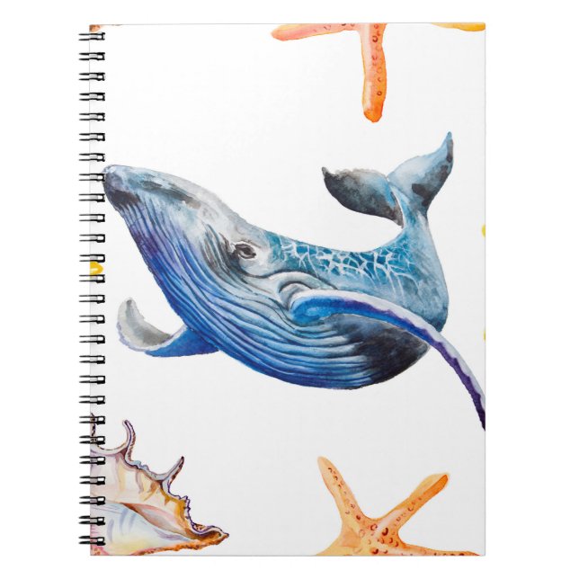 Seamless pattern Caribbean starfish Notebook (Front)