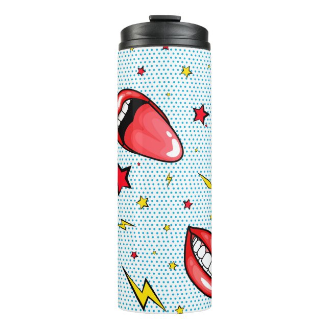 Seamless pattern cartoon comic super speech bubble thermal tumbler (Front)