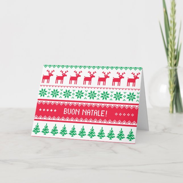 Seamless pattern Christmas card in Italian (Front)