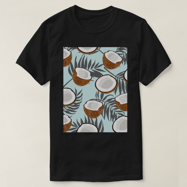 Seamless pattern coconut palm leaves T-Shirt (Design Front)