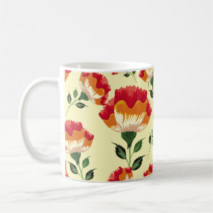 Seamless pattern, colourful flower decoration. coffee mug
