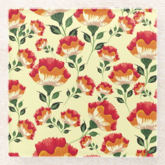 Seamless pattern, colourful flower decoration. glass coaster