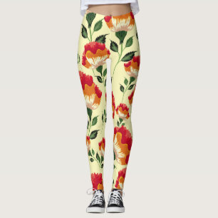 Seamless pattern, colourful flower decoration. leggings