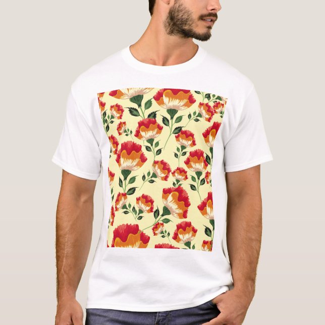 Seamless pattern, colourful flower decoration. T-Shirt (Front)