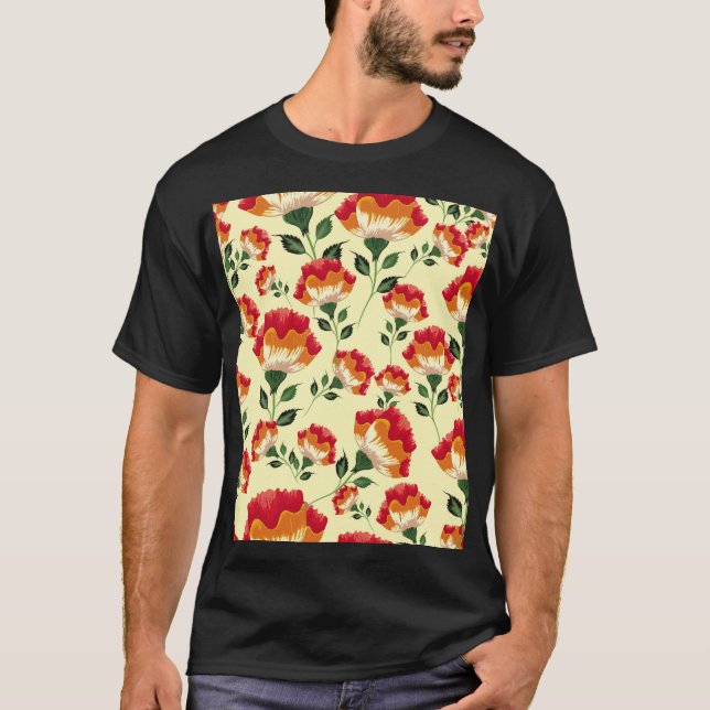 Seamless pattern, colourful flower decoration. T-Shirt (Front)