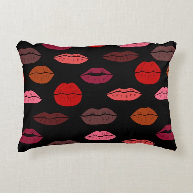 Seamless pattern colourful lips decorative cushion (Front)