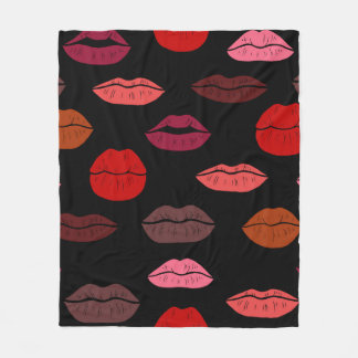 Seamless pattern colourful lips fleece blanket