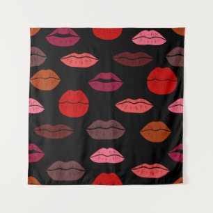 Seamless pattern colourful lips tapestry