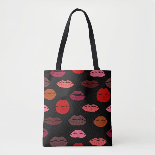 Seamless pattern colourful lips tote bag (Front)