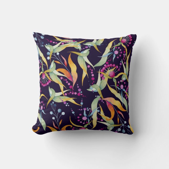 seamless pattern consisting of various plants, flo cushion (Front)