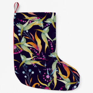 seamless pattern consisting of various plants, flo small christmas stocking