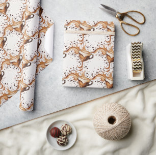 Seamless Pattern Cup of Cappuccino Wrapping Paper