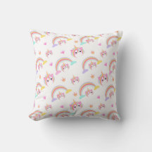 Seamless Pattern Cute Magical Unicorn Throw Pillow