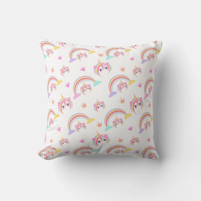 Seamless Pattern Cute Magical Unicorn Throw Pillow (Front)