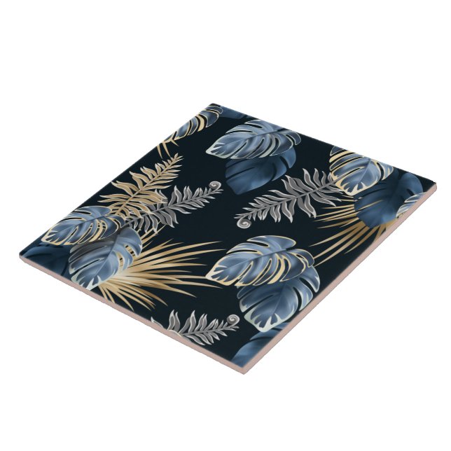 Seamless Pattern Dark Leaves Tropic Plants Tile (Side)