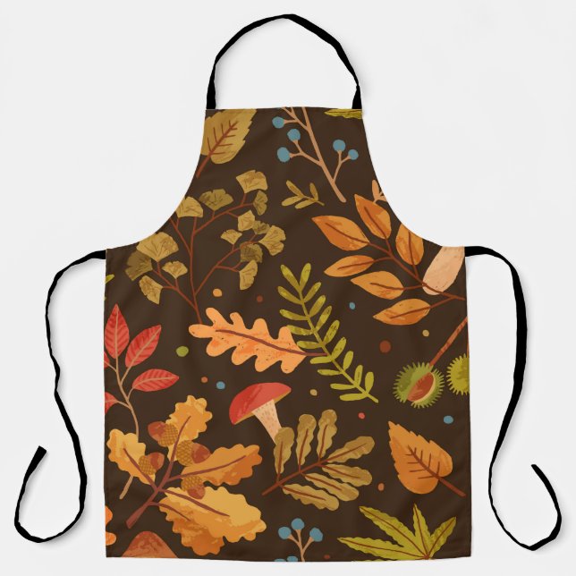 Seamless pattern decorated with autumn leaves, for apron (Front)