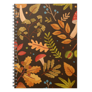 Seamless pattern decorated with autumn leaves, for notebook