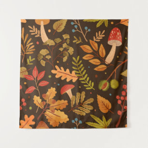 Seamless pattern decorated with autumn leaves, for tapestry