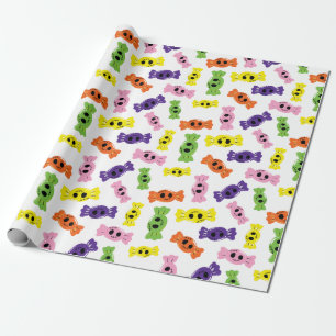 Seamless Pattern Design Colourful Candies Hallowee Wrapping Paper