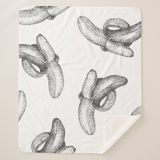 Seamless pattern design or background with banana. sherpa blanket (Front)