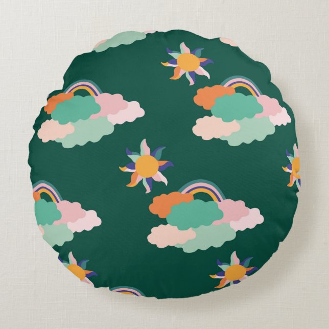 Seamless pattern design with colourful clouds and  round cushion (Front)
