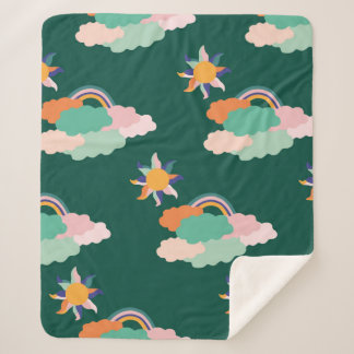 Seamless pattern design with colourful clouds and  sherpa blanket