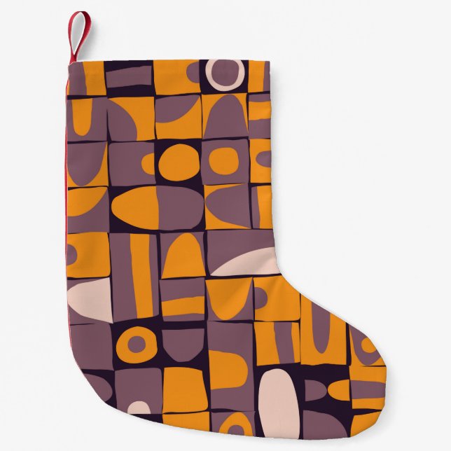 Seamless pattern design with sloppy geometric shap small christmas stocking (Front)