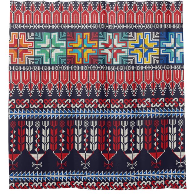 Seamless pattern design with traditional Palestini Shower Curtain (Front)