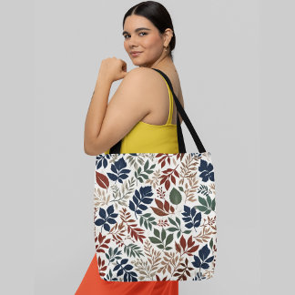 seamless pattern featuring various leaves foliage tote bag