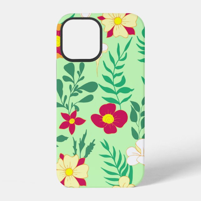 Seamless pattern flower and leaveshome decor, back iPhone case (Back)