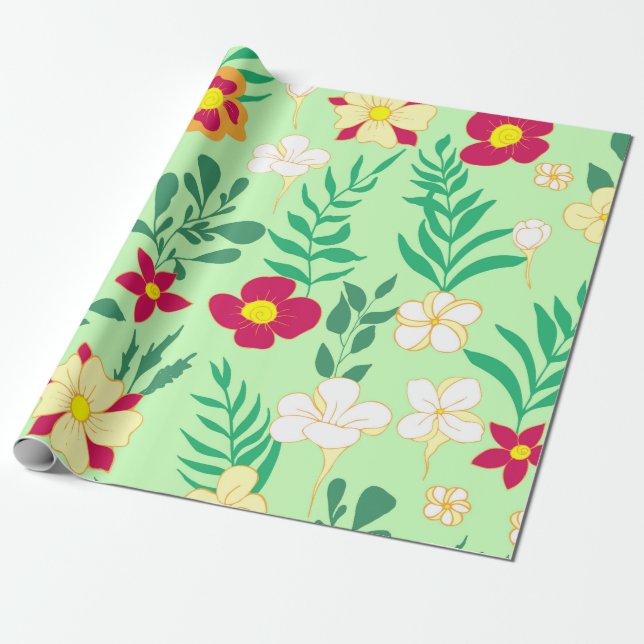 Seamless pattern flower and leaveshome decor, back wrapping paper (Unrolled)