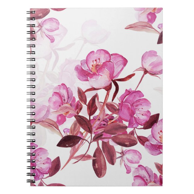 Seamless pattern flowering branch of rose hips. Wa Notebook (Front)