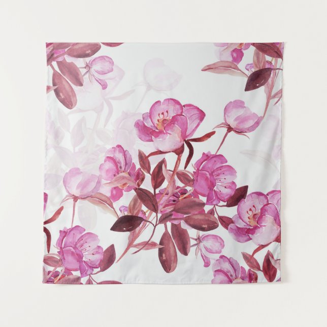 Seamless pattern flowering branch of rose hips. Wa Tapestry (Front)