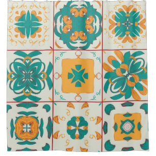 Seamless pattern from the 9 arabic tilesabstract,a shower curtain