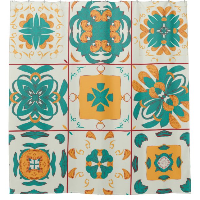 Seamless pattern from the 9 arabic tilesabstract,a shower curtain (Front)