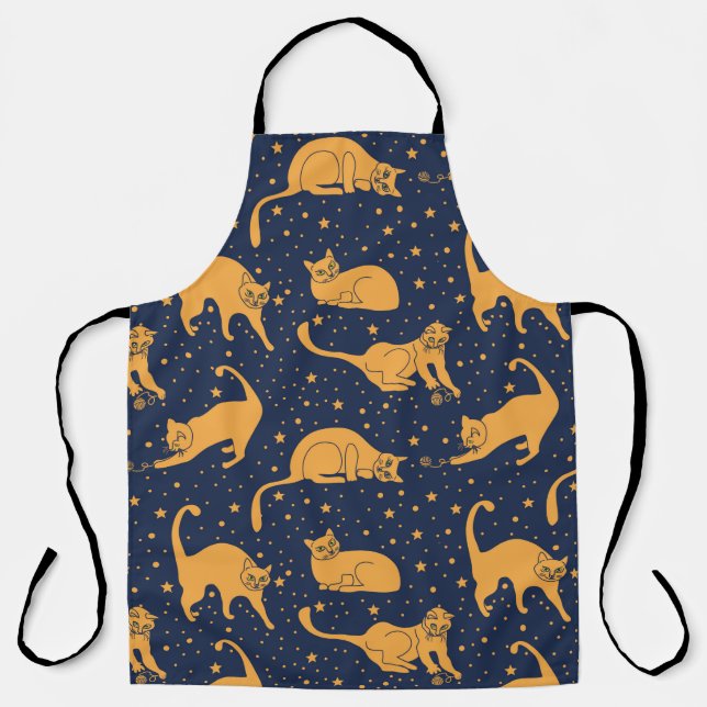 Seamless pattern, funny cats in everyday poses, pl apron (Front)