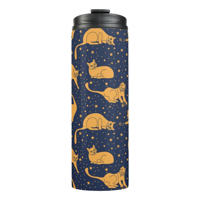 Seamless pattern, funny cats in everyday poses, pl thermal tumbler (Front)