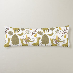 Seamless pattern Giraffe yellow white background Body Cushion