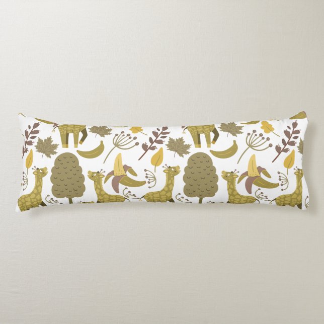 Seamless pattern Giraffe yellow white background Body Cushion (Front)
