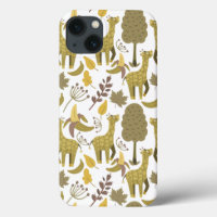 Seamless pattern Giraffe yellow white background