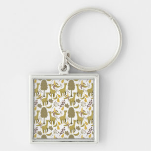 Seamless pattern Giraffe yellow white background Key Ring