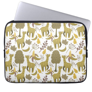 Seamless pattern Giraffe yellow white background Laptop Sleeve