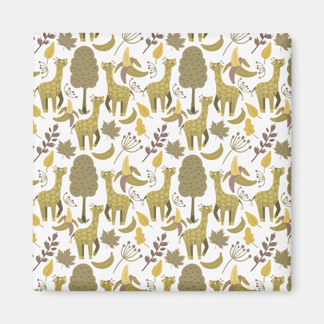 Seamless pattern Giraffe yellow white background Magnet (Front)