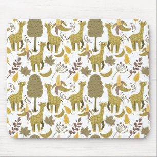 Seamless pattern Giraffe yellow white background Mouse Pad