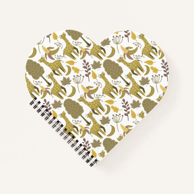 Seamless pattern Giraffe yellow white background Notebook (Front)