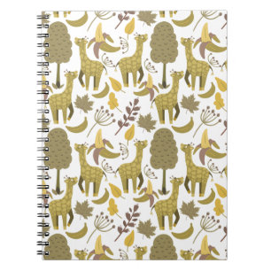 Seamless pattern Giraffe yellow white background Notebook