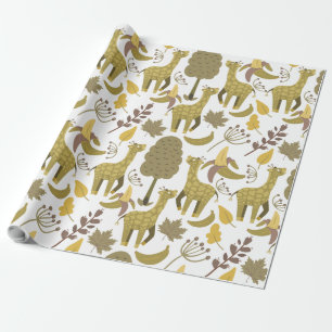 Seamless pattern Giraffe yellow white background Wrapping Paper
