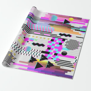 Seamless Pattern Glitch Design. Cyberpunk Digital Wrapping Paper