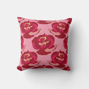 Seamless pattern gold burgundy roses vintage beaut cushion